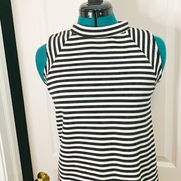 BDG Nautical Mod Stripe Sleeveless Mock Neck Trapeze Nautical Casual Dress - Picture 3 of 9